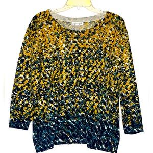 Christopher & Banks‎ Gold & Teal Lightweight Sweater Sz L